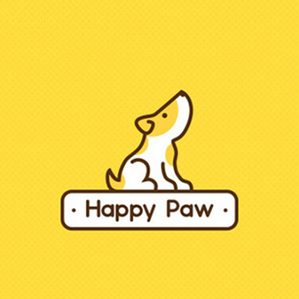 Happy Paw小狗酒店品牌形象设计，简简单单，但却形象生动，是一组不错的卡通品牌设计。