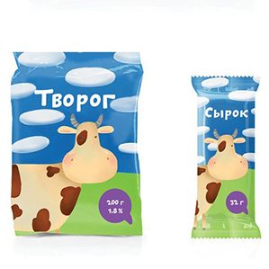 可爱牛奶小食包装 卡通牛奶形象食品包装作品欣赏 活泼风格卡通牛奶元素食品包装袋设计