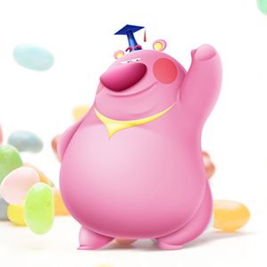 吉祥物设计年龄段为青年。糖果般粉红色肤色，胖胖的但又灵活的身躯。