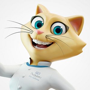 ​This is Dra. Gatoone, a beautiful cat that we created for a dental