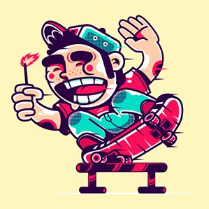 We love skateboards Character design concept 图形设计 插图 品牌推广
