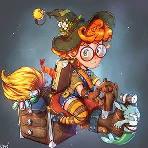 Little witch Character Design Challenge人物设计 数码艺术 插图 Sergey Klyuchnikov 