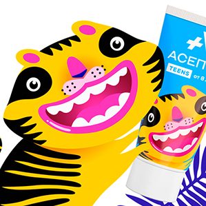 ​Crazy toothy illustrations for Asepta toothpaste. Three characters for three ages