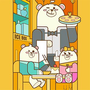 由家入手，很自然联想到熊小屋。所以创作了这一套四季小屋主题的熊小美一家图案创意设计