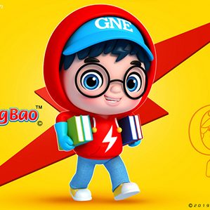 为青岛光纳教育/儿童全脑开发教育品牌开发的一套卡通IP形象：光宝x纳宝x班纳。