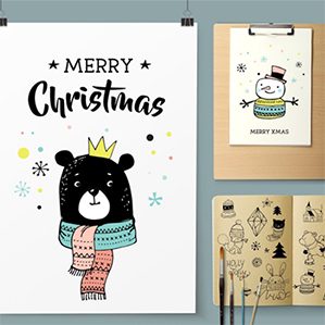 暖雀网精心收集的圣诞节卡片插画素材，并提供了源文件下载服务，希望大家能喜欢。