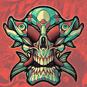Skull with Fisheyes 插图，数码艺术，印刷设计 Absorb81 Craig Patterson