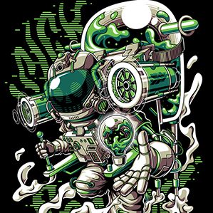 The Verde HunterTshirt design for SickSenseA robot that want to make the world greener.