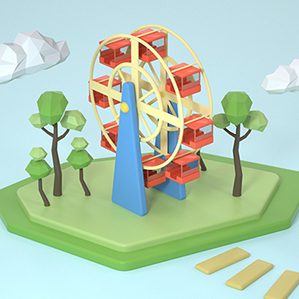 C4D卡通IP形象背景设计，3D场景c4d模型工程源文件，三维建模设计素材