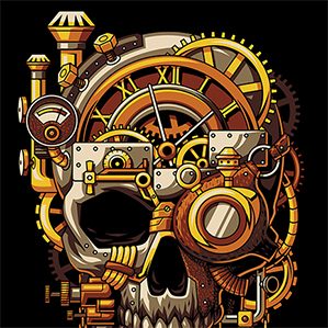 Steampunk Skull 创意领域 插图，图形设计，时尚 作者：Angga Tantama