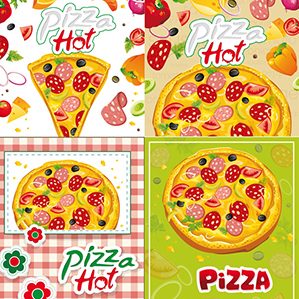 卡通pizza矢量素材，卡通,pizza,披萨,火腿,番茄,矢量素材,EPS格式 素材分类：矢量美食
