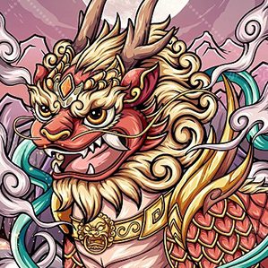 以中国神话为主题创作的系列插画先画了6张，有四象神兽，瑞兽麒麟 还有始皇嬴政