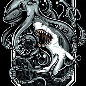 Octopus VS Shark 创意领域 图形设计 插图 人物设计 作者：Deni Rizkito