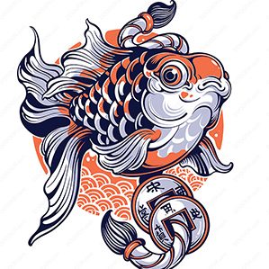 日式风格金鱼插画矢量素材