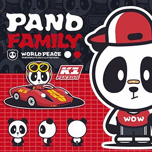原创熊猫IP设计。熊猫家族，一群酷酷的熊猫潮流，街头元素，拽拽的个性，赛车都是他的基因。