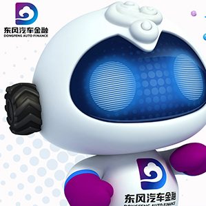 东风汽车金融IP形象-乐融仔，一款可爱的极具亲和力的智能汽车人，白白胖胖，一张蓝屏