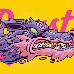 通过猛兽凶猛的动势展示滑板的速度力量 感纯手动创作喜欢给个赞支持下吧～